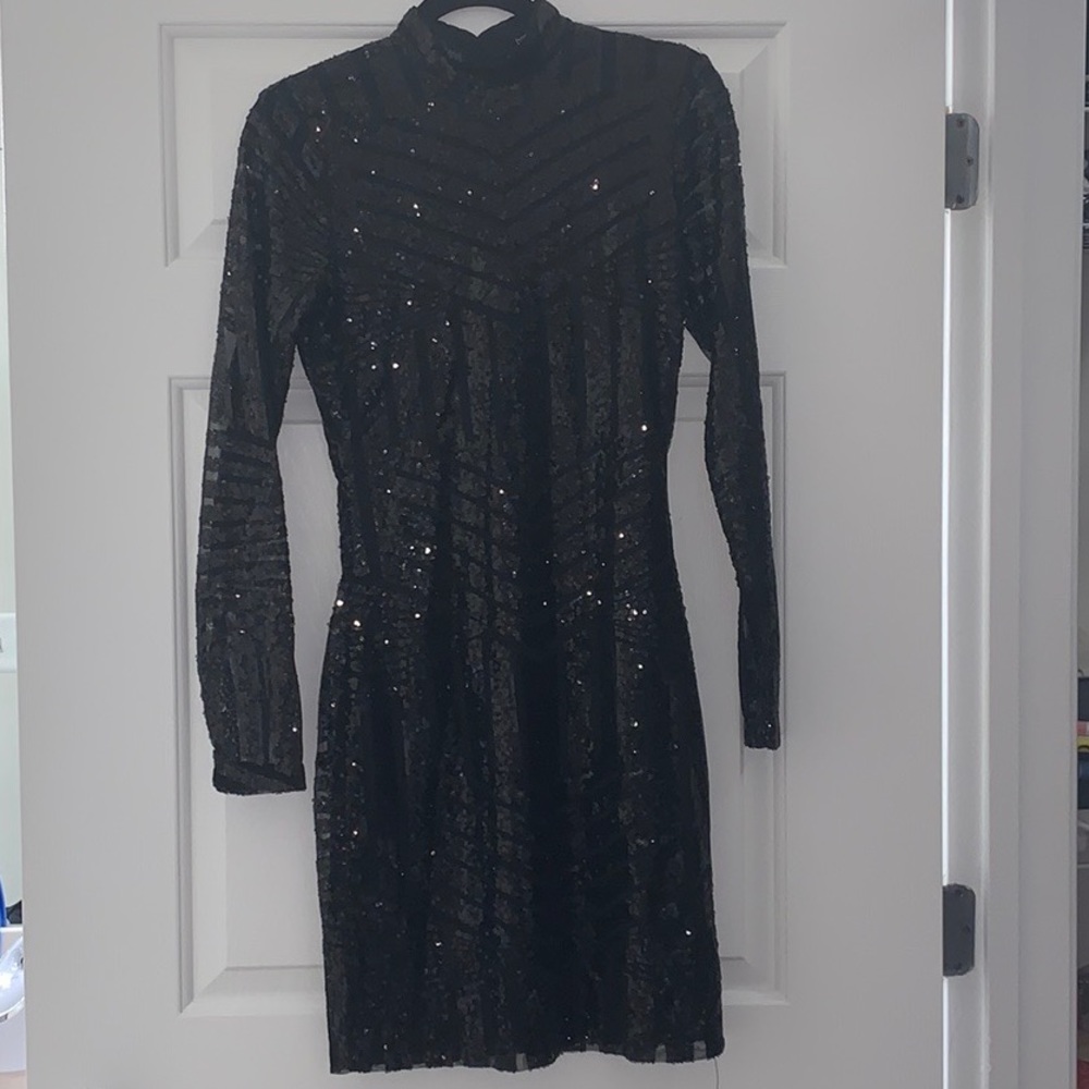 High Neck All Over Sequin Dress